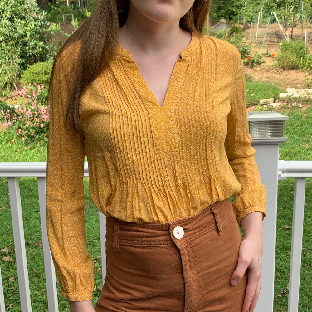 Lightweight yellow floral blouse